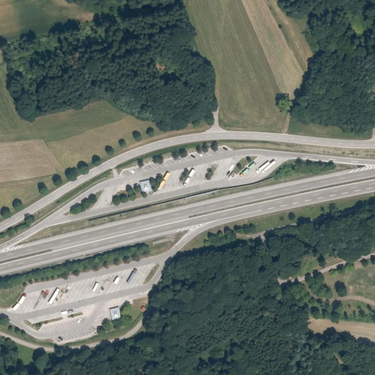 Aerial photo (orthophoto) of truck parking Martinsberg-Nord from 2025