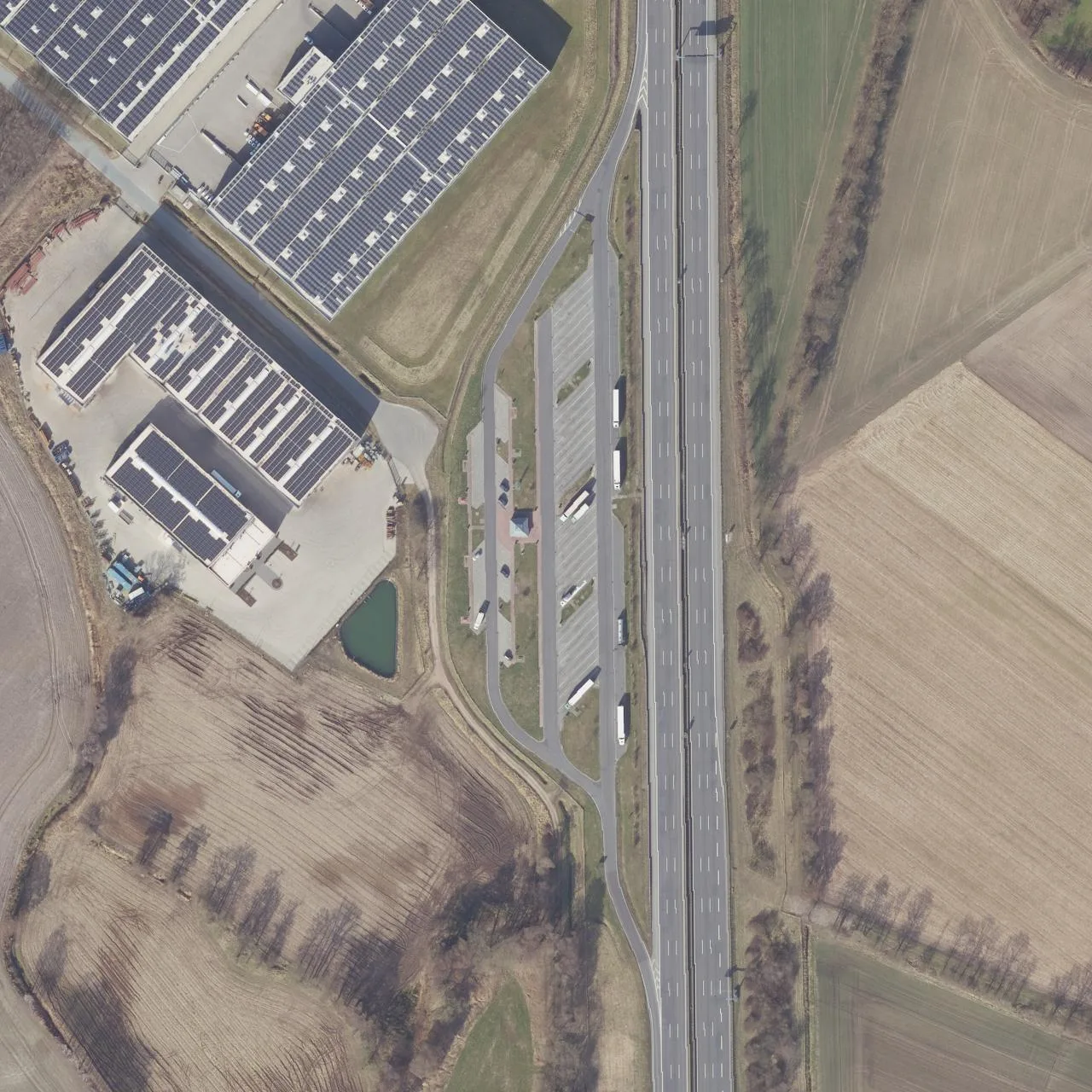 Aerial photo (orthophoto) of truck parking Bakumer Wiesen West from 2025