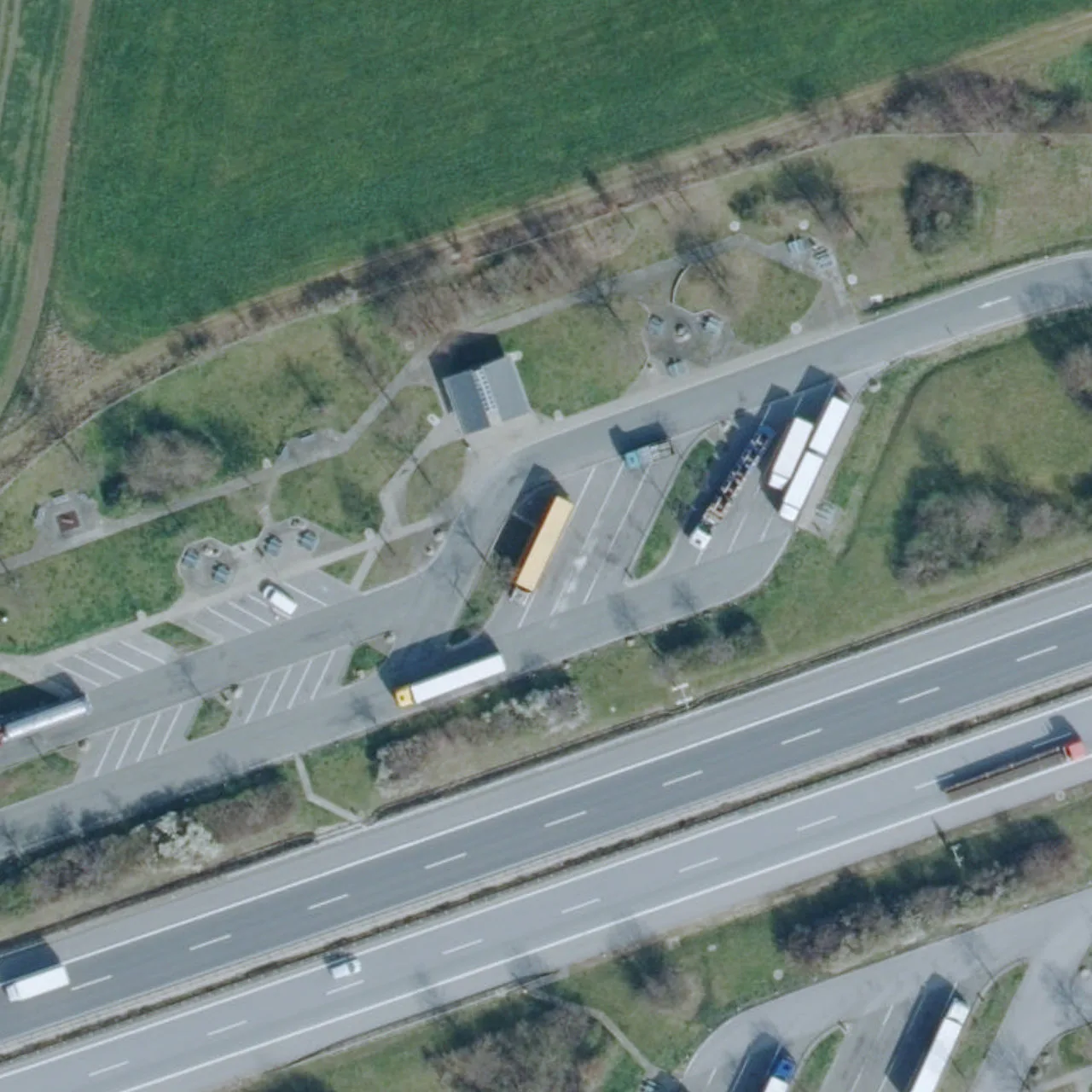Aerial photo (orthophoto) of truck parking Am Wacheberg Nord from 2024
