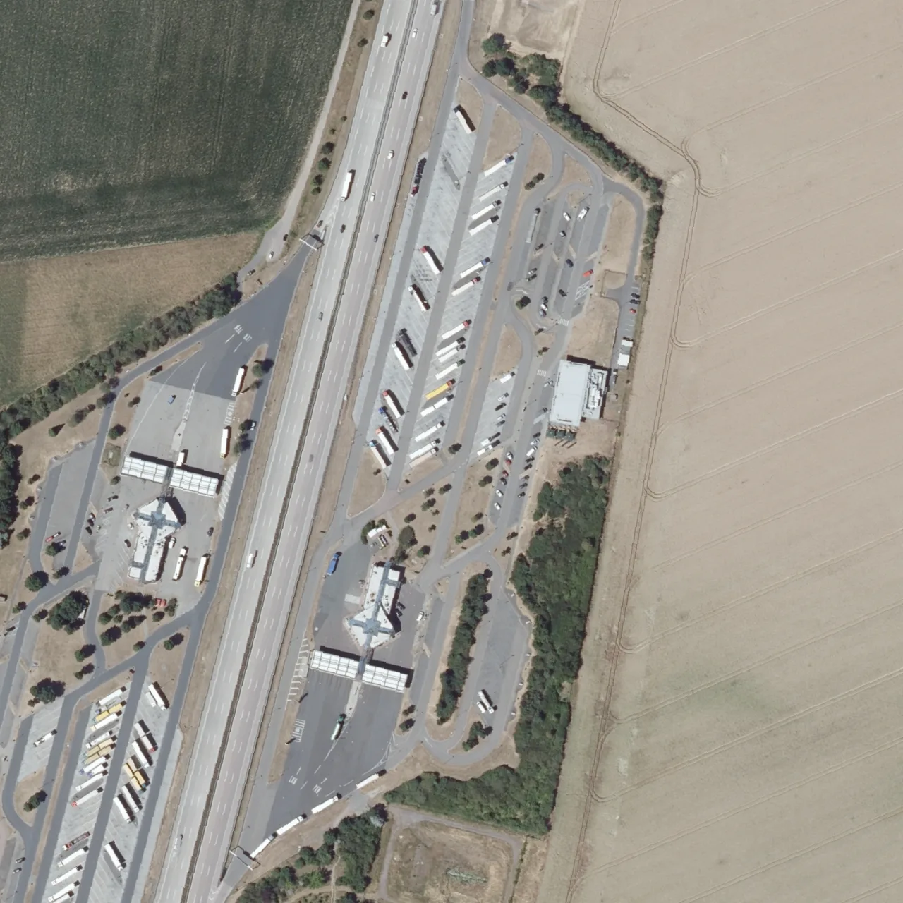 Aerial photo (orthophoto) of truck parking Köckern Ost from 2025