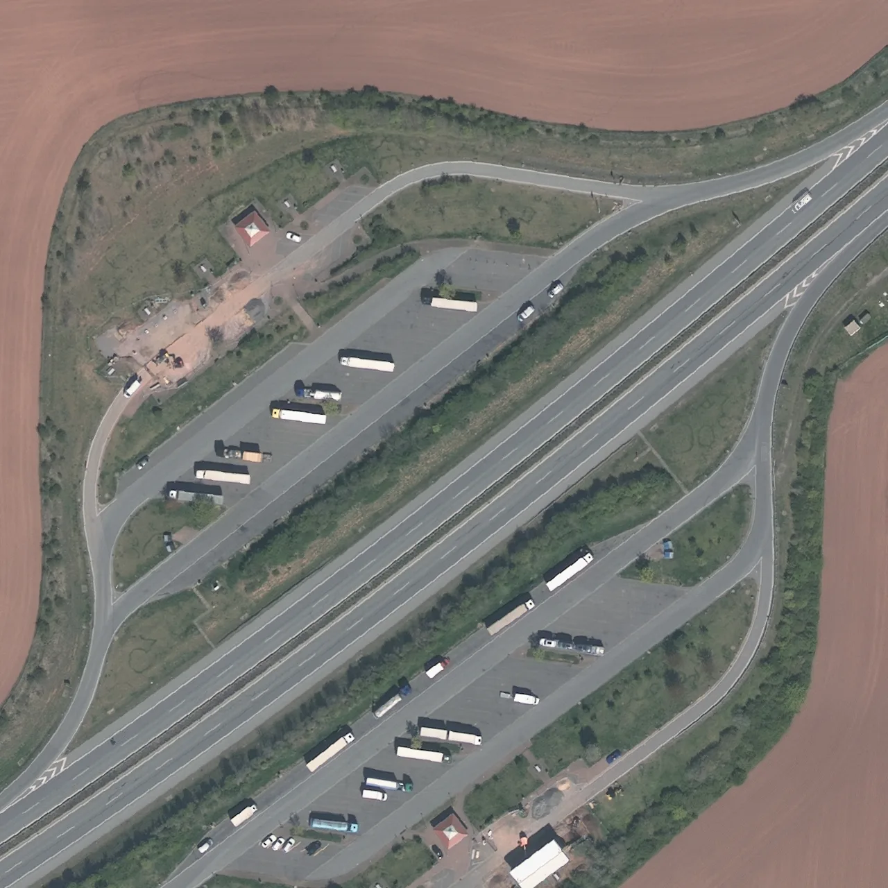 Aerial photo (orthophoto) of truck parking Goldene Aue Süd from 2024