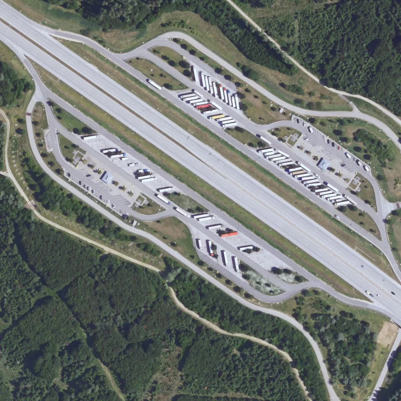 Aerial photo (orthophoto) of truck parking Adelzhauser Berg Süd from 2022