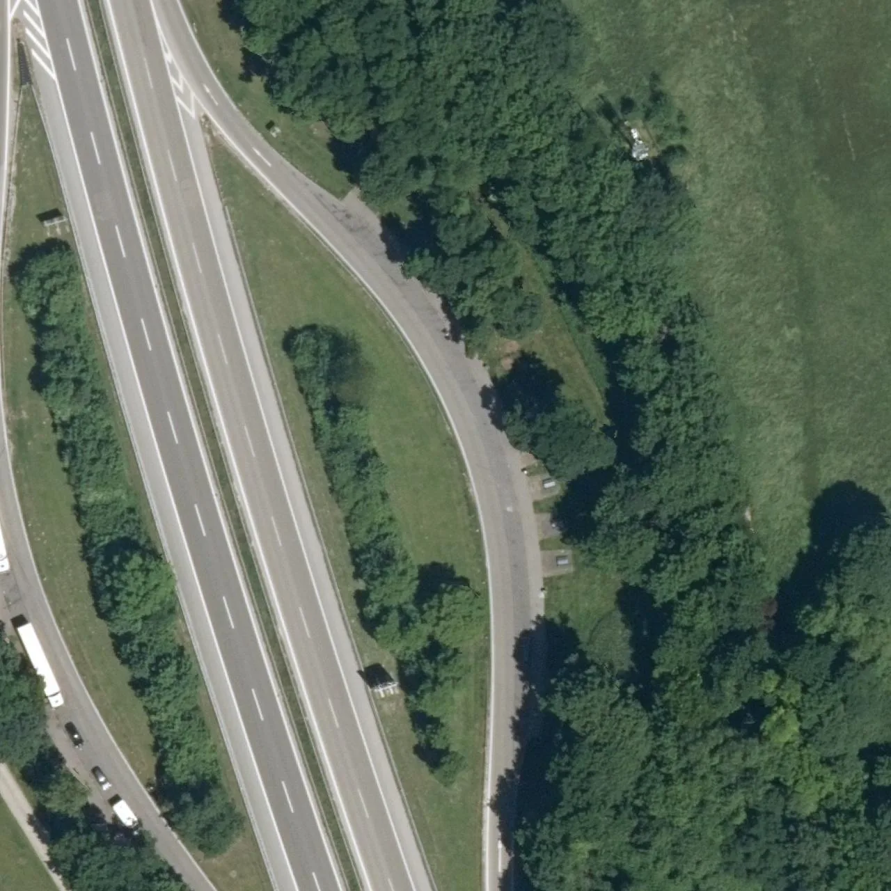 Aerial photo (orthophoto) of truck parking Buxachtal-Ost from 2025