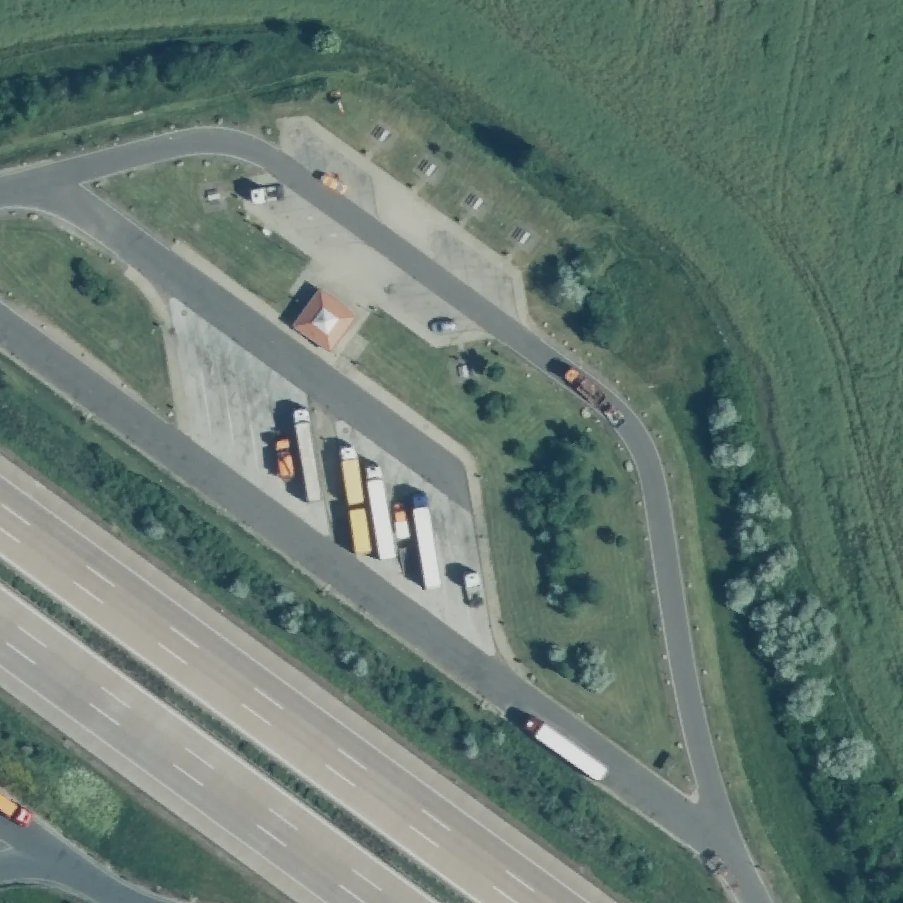 Aerial photo (orthophoto) of truck parking Kabelsketal Nord from 2024
