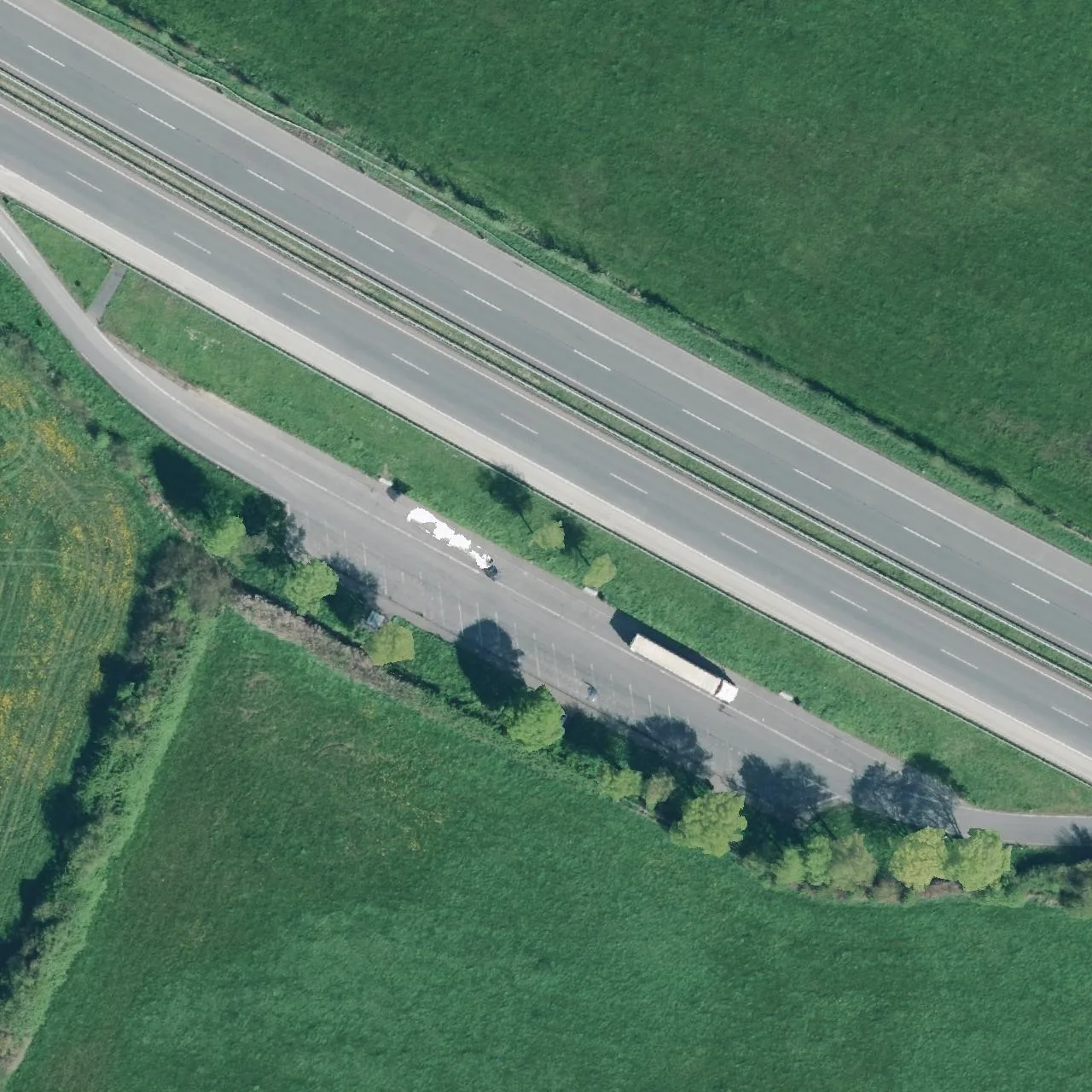 Aerial photo (orthophoto) of truck parking Millingen from 2024