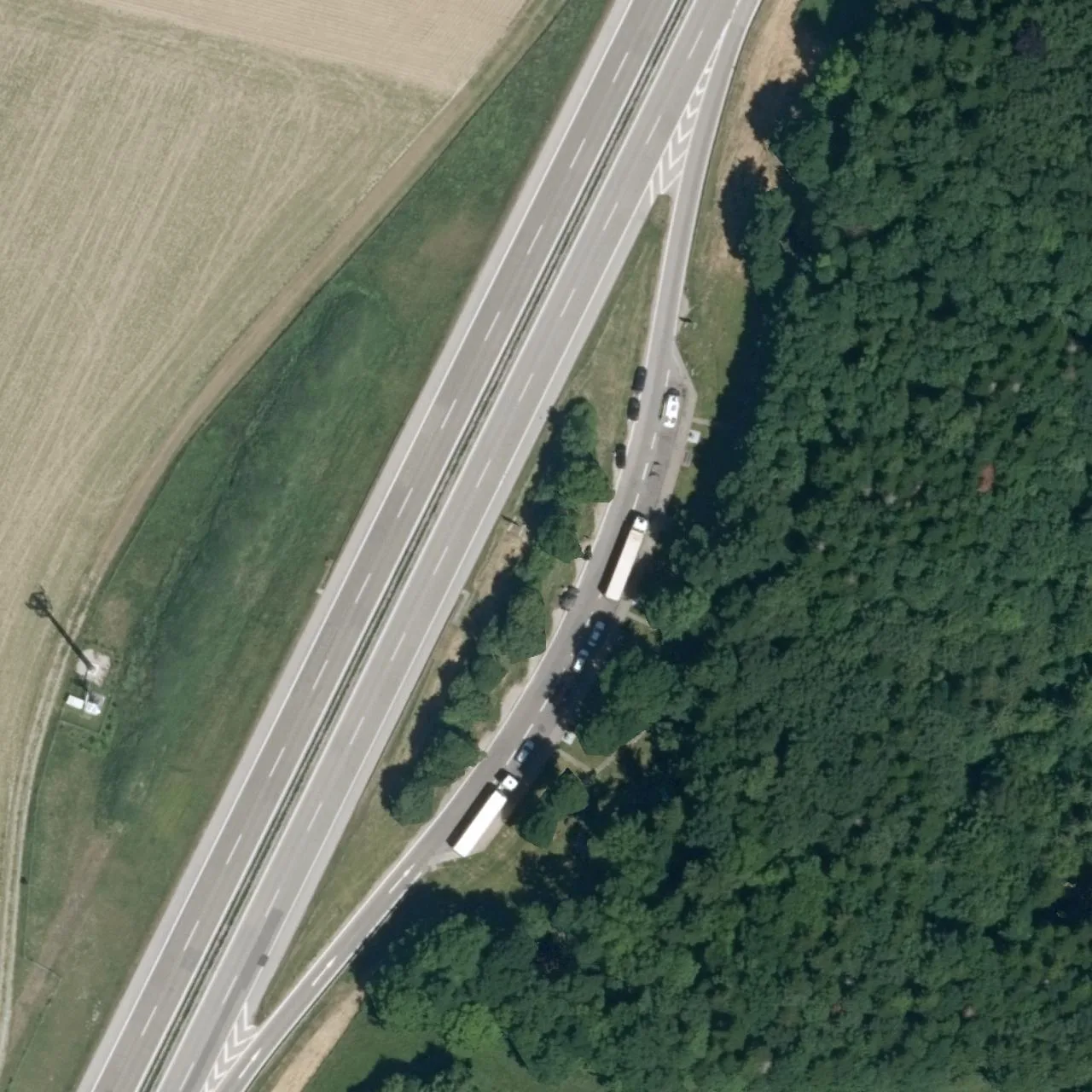 Aerial photo (orthophoto) of truck parking Buxheimer Wald Süd from 2025