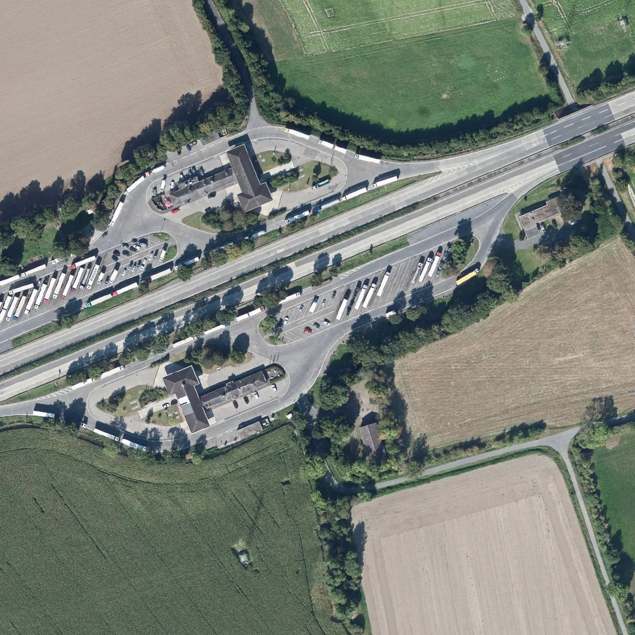 Aerial photo (orthophoto) of truck parking Soester Börde Süd from 2024