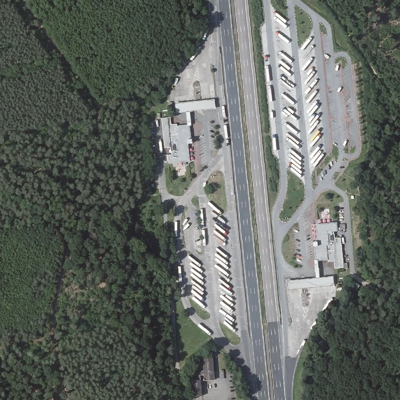 Aerial photo (orthophoto) of truck parking Lorsch West from 2023