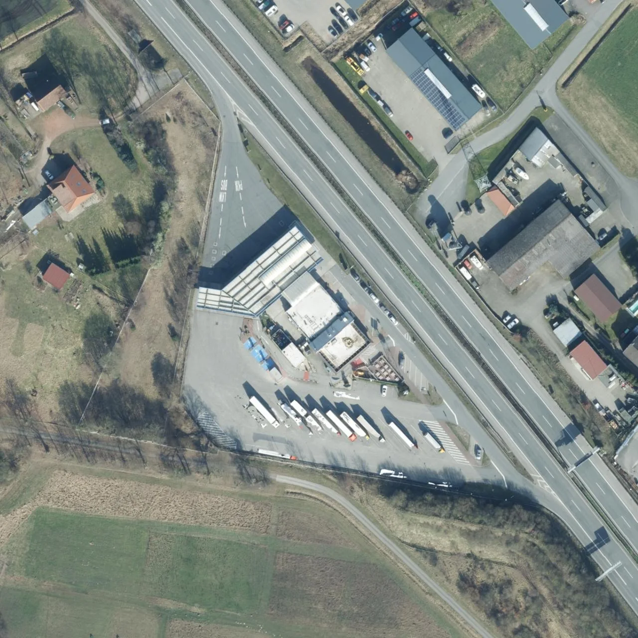Aerial photo (orthophoto) of truck parking An der Heide from 2024