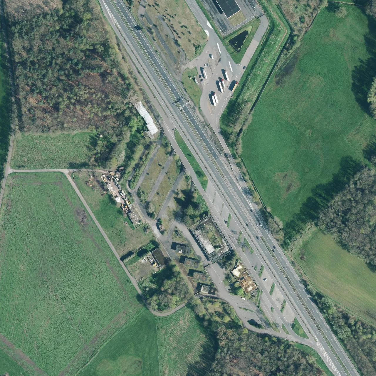 Aerial photo (orthophoto) of truck parking Knauheide from 2024