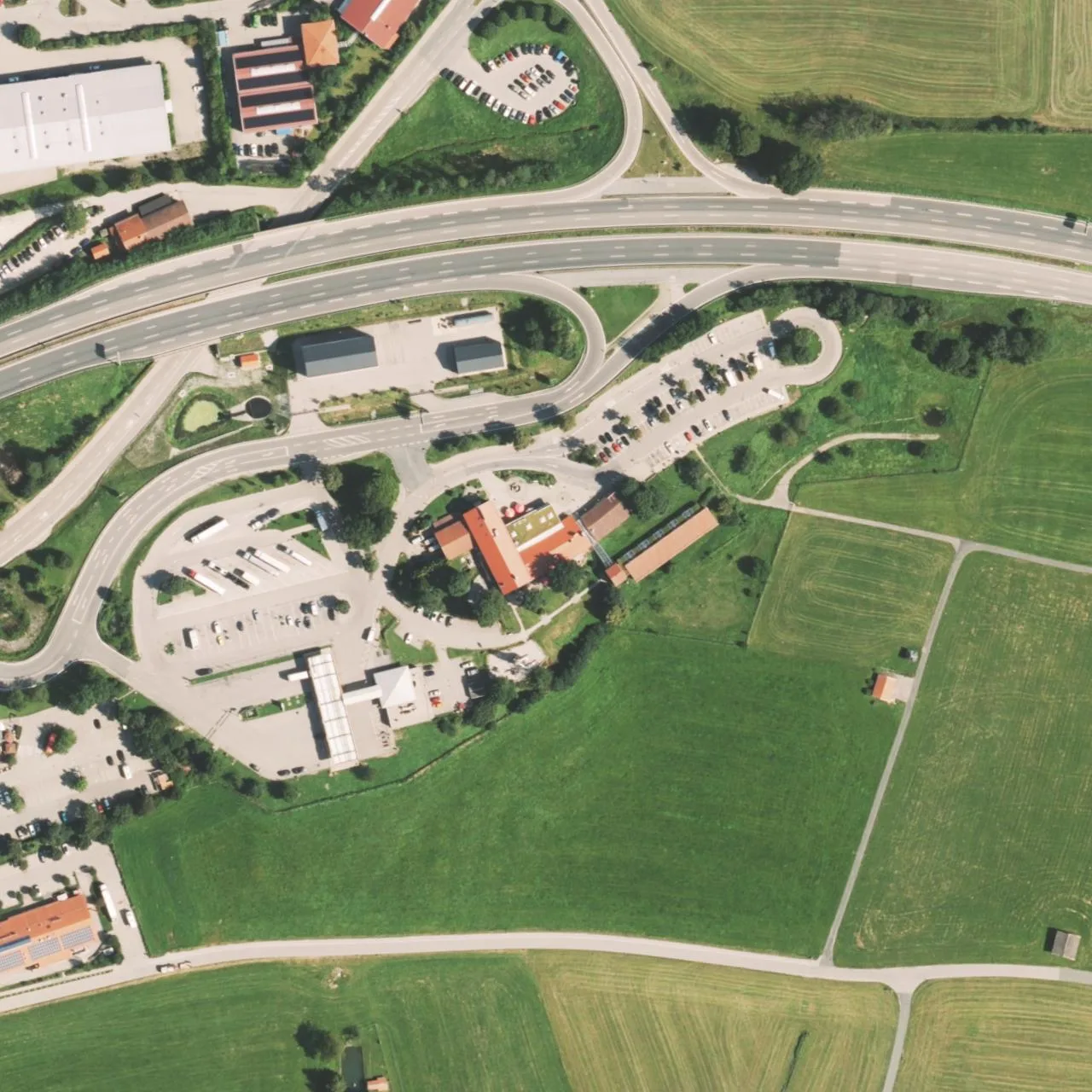 Aerial photo (orthophoto) of truck parking Irschenberg from 2022