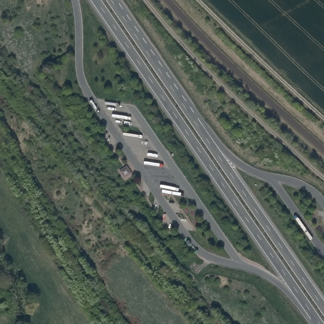 Aerial photo (orthophoto) of truck parking Brockenblick West from 2025