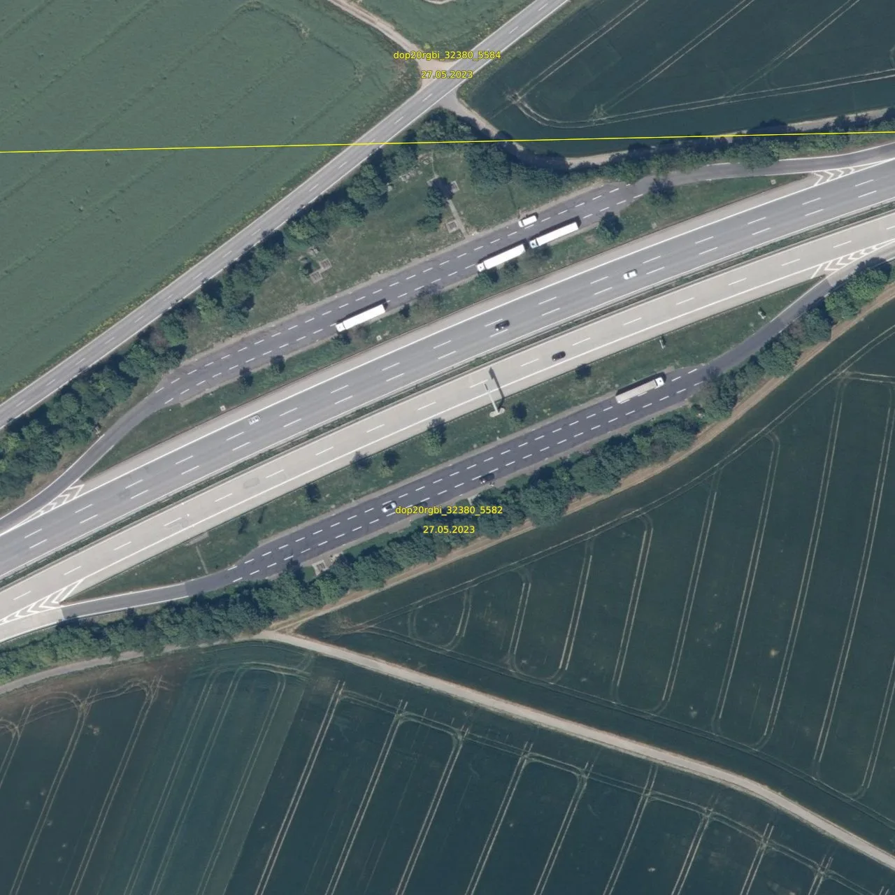 Luftbild (Orthofoto) des LKW-Parkplatzes Am Streitgieren aus dem Jahr 2023
