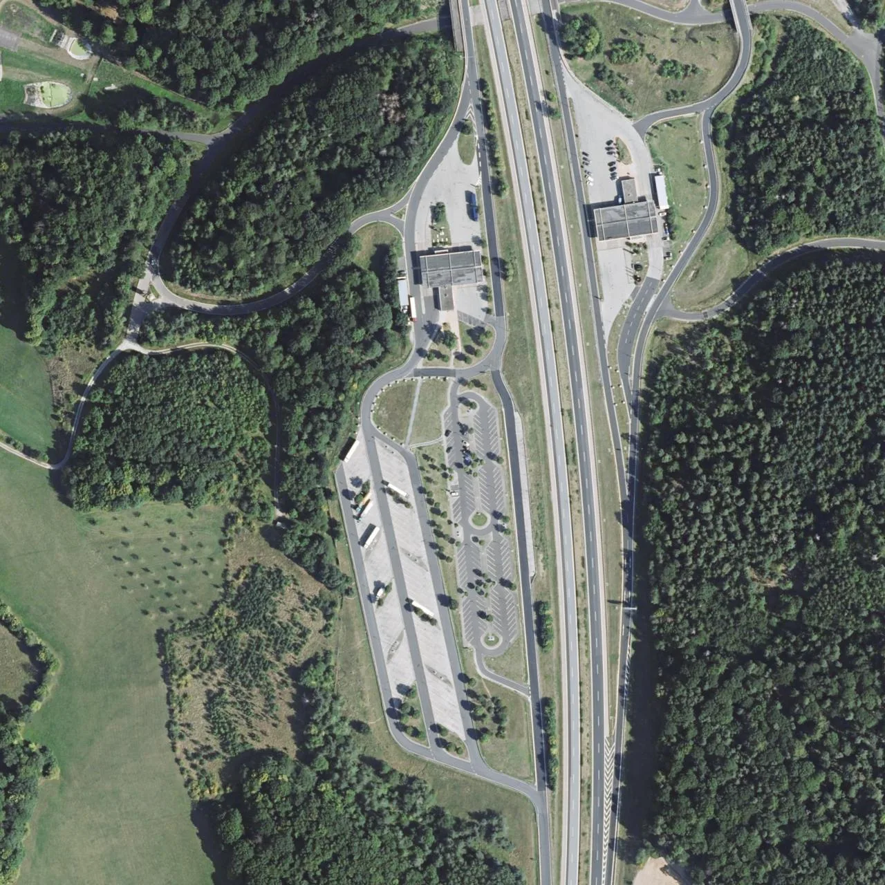 Aerial photo (orthophoto) of truck parking Rhön West from 2023