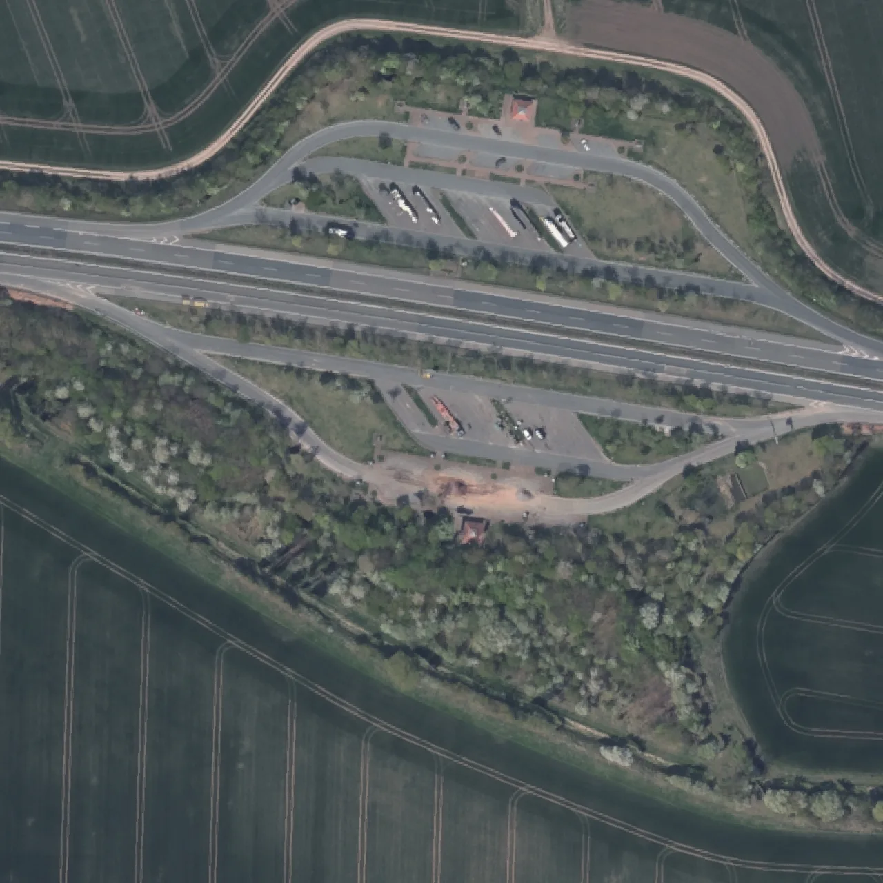 Aerial photo (orthophoto) of truck parking Helmetal Süd from 2024