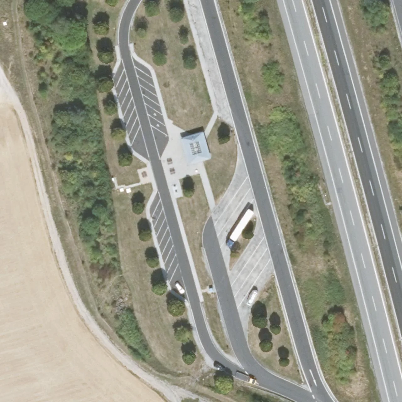 Aerial photo (orthophoto) of truck parking Lauertal West from 2023