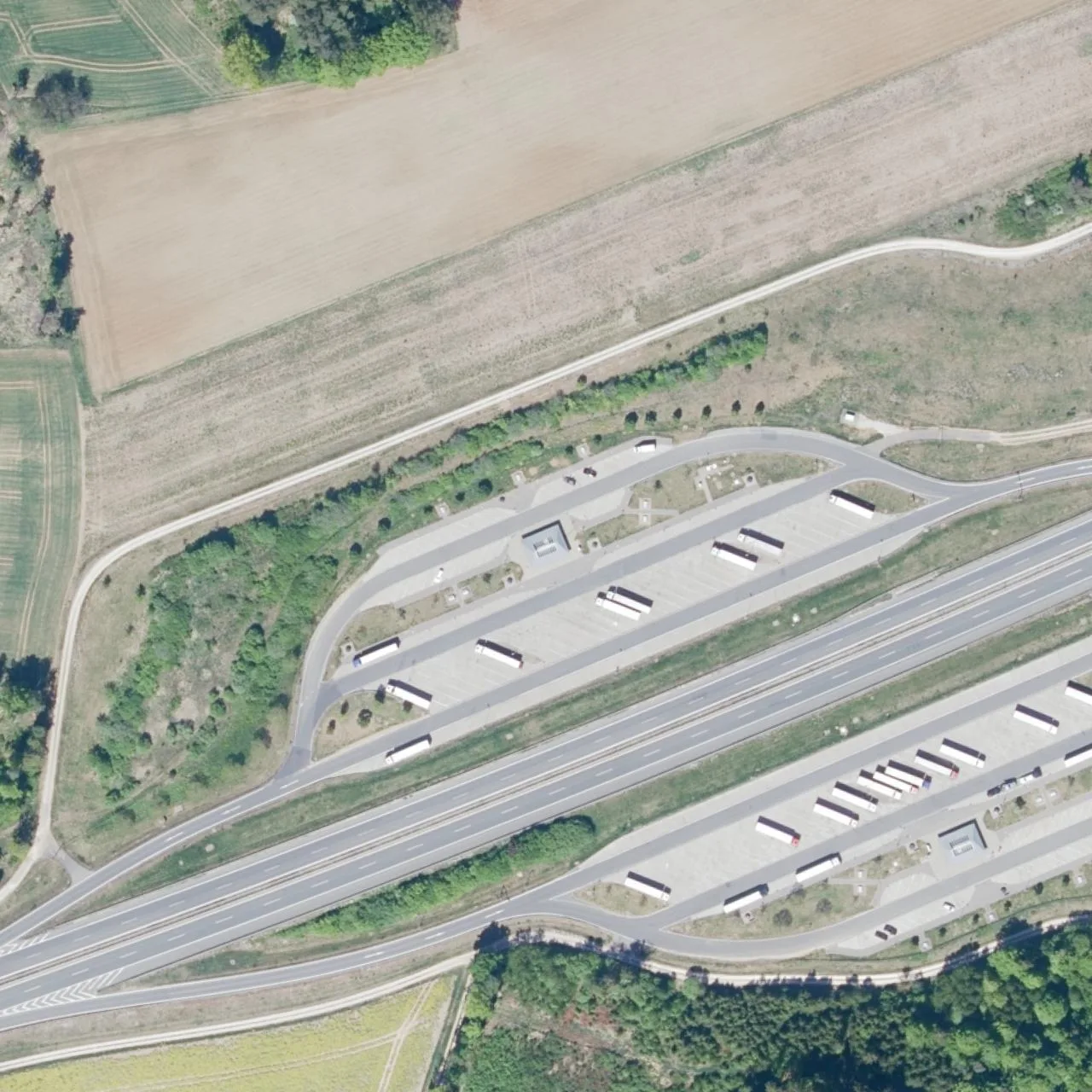 Aerial photo (orthophoto) of truck parking Paradiestal Nord from 2025