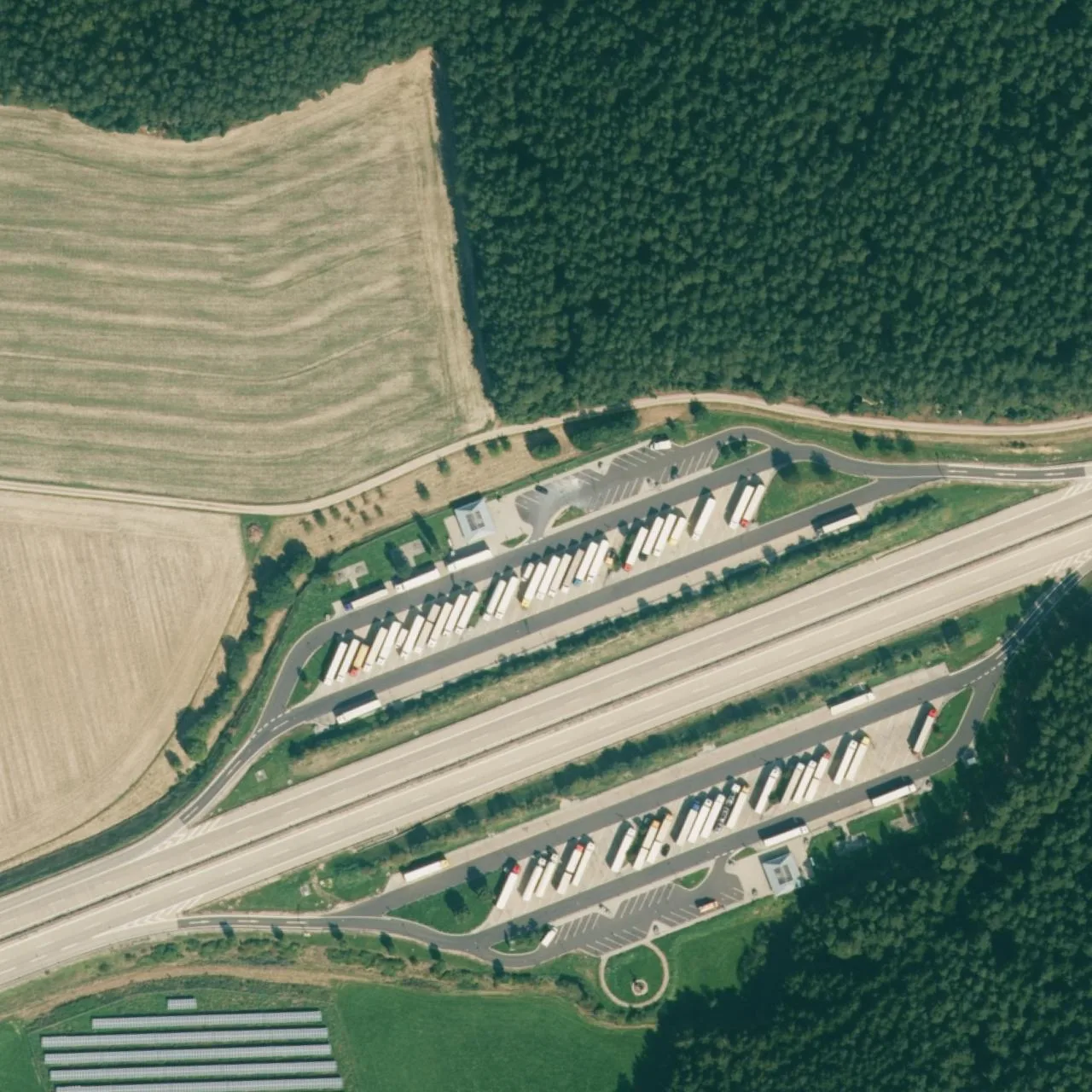Aerial photo (orthophoto) of truck parking Stockerholz Nord from 2023