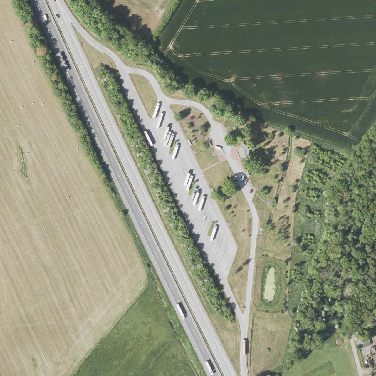 Aerial photo (orthophoto) of truck parking Ohe Ost from 2024