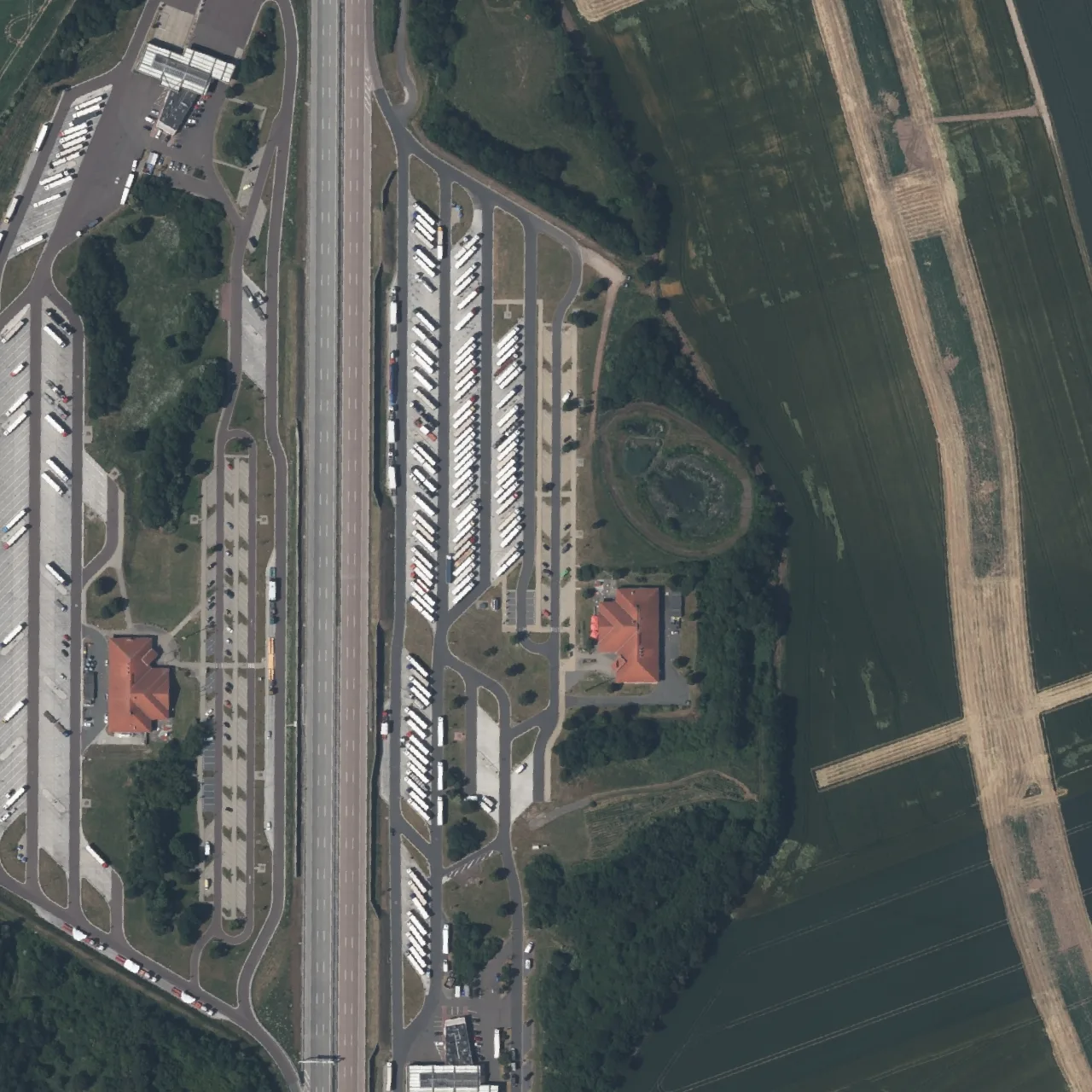 Aerial photo (orthophoto) of truck parking Osterfeld Ost from 2025