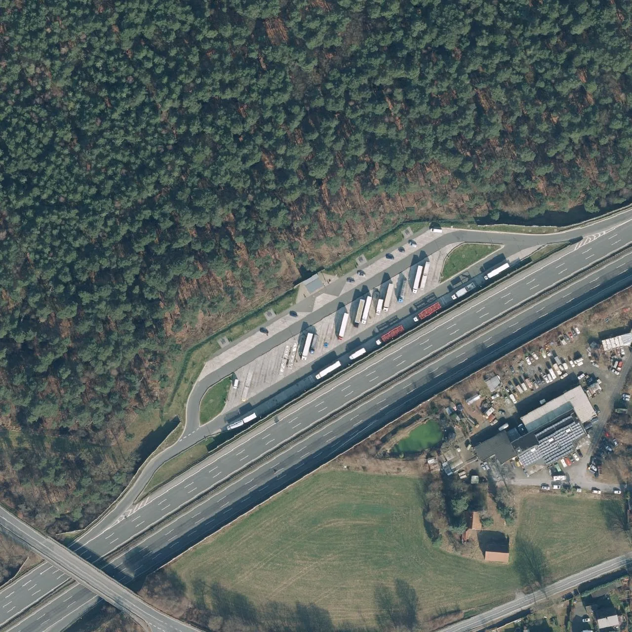 Aerial photo (orthophoto) of truck parking Heideplatz from 2024