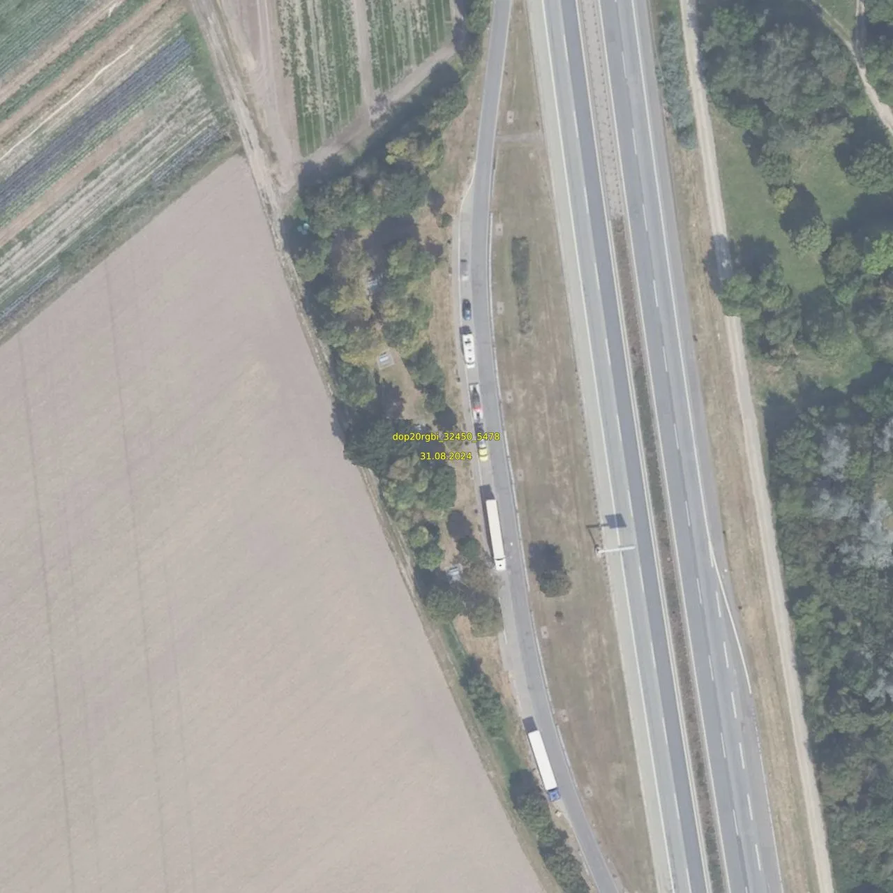 Luftbild (Orthofoto) des LKW-Parkplatzes Bobelach aus dem Jahr 2024