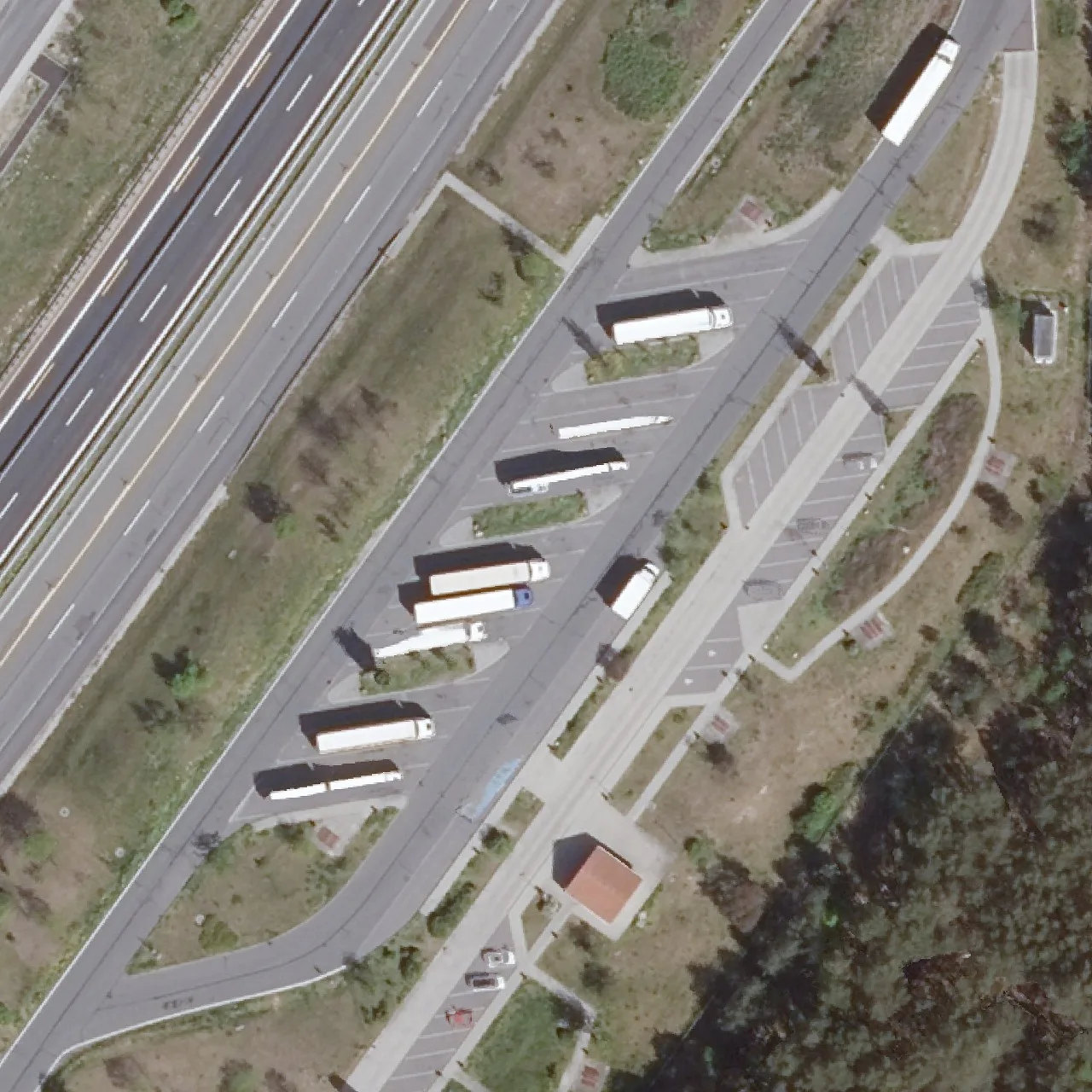 Aerial photo (orthophoto) of truck parking Zauche from 2024