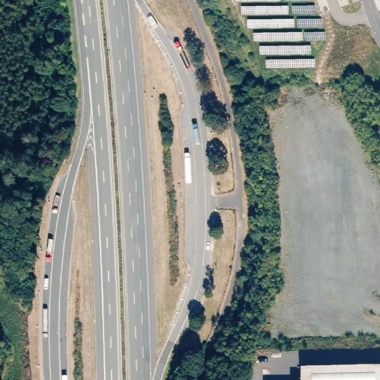 Aerial photo (orthophoto) of truck parking Am Wildenstein from 2024