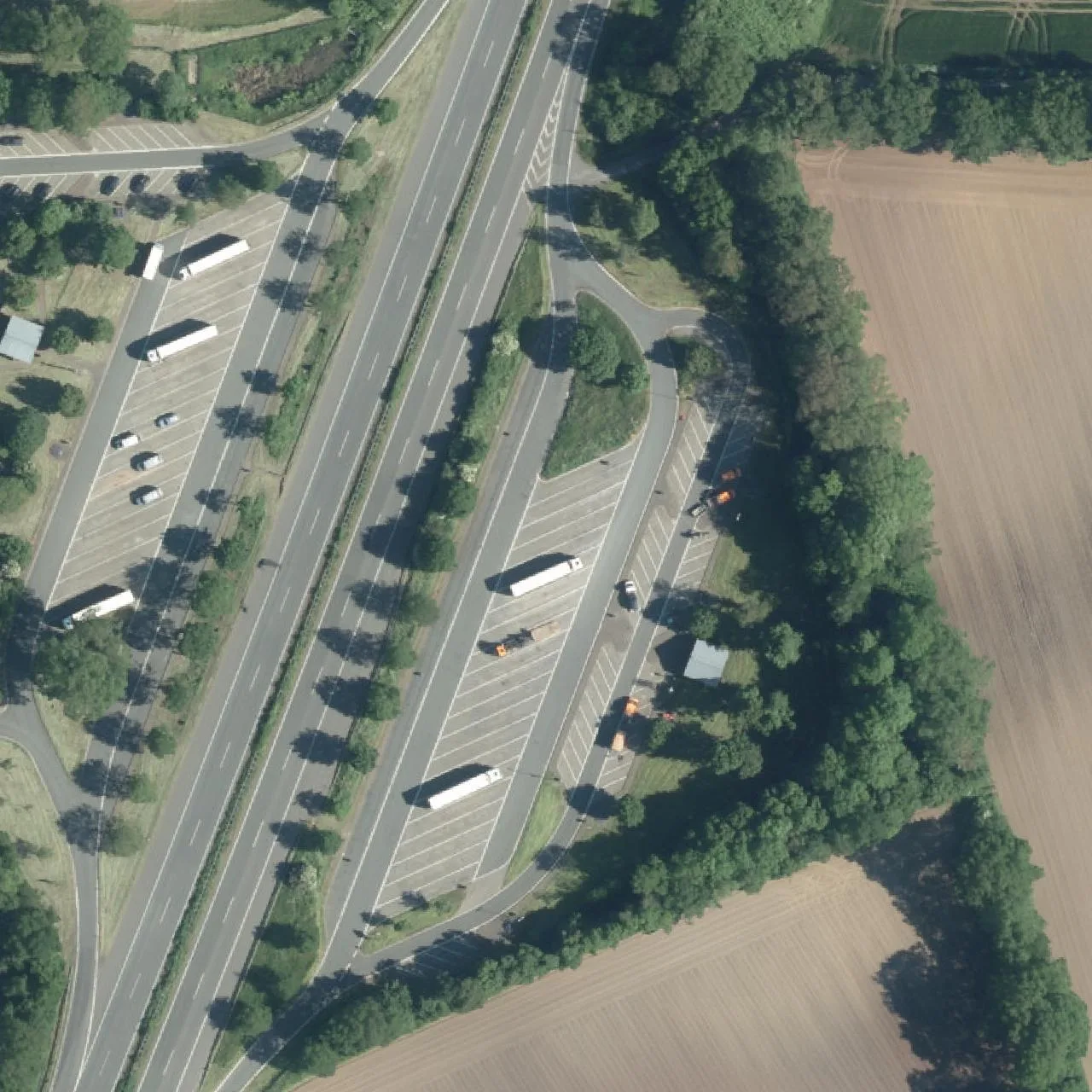 Aerial photo (orthophoto) of truck parking Plugger Heide from 2024