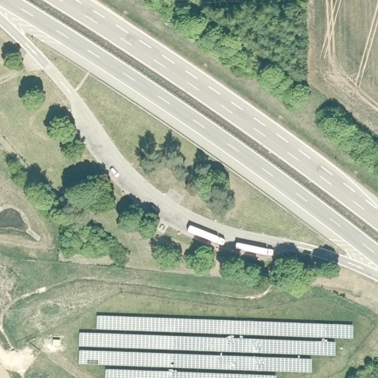 Aerial photo (orthophoto) of truck parking Kühberg Süd from 2025