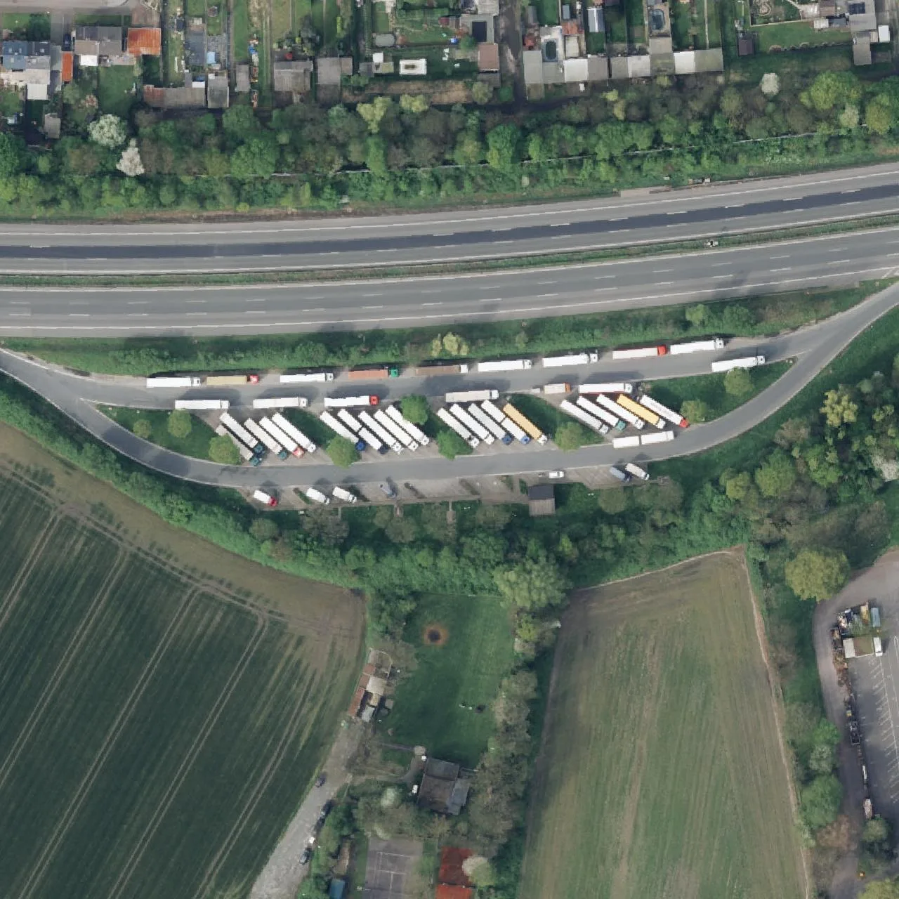 Aerial photo (orthophoto) of truck parking Allenstein from 2024