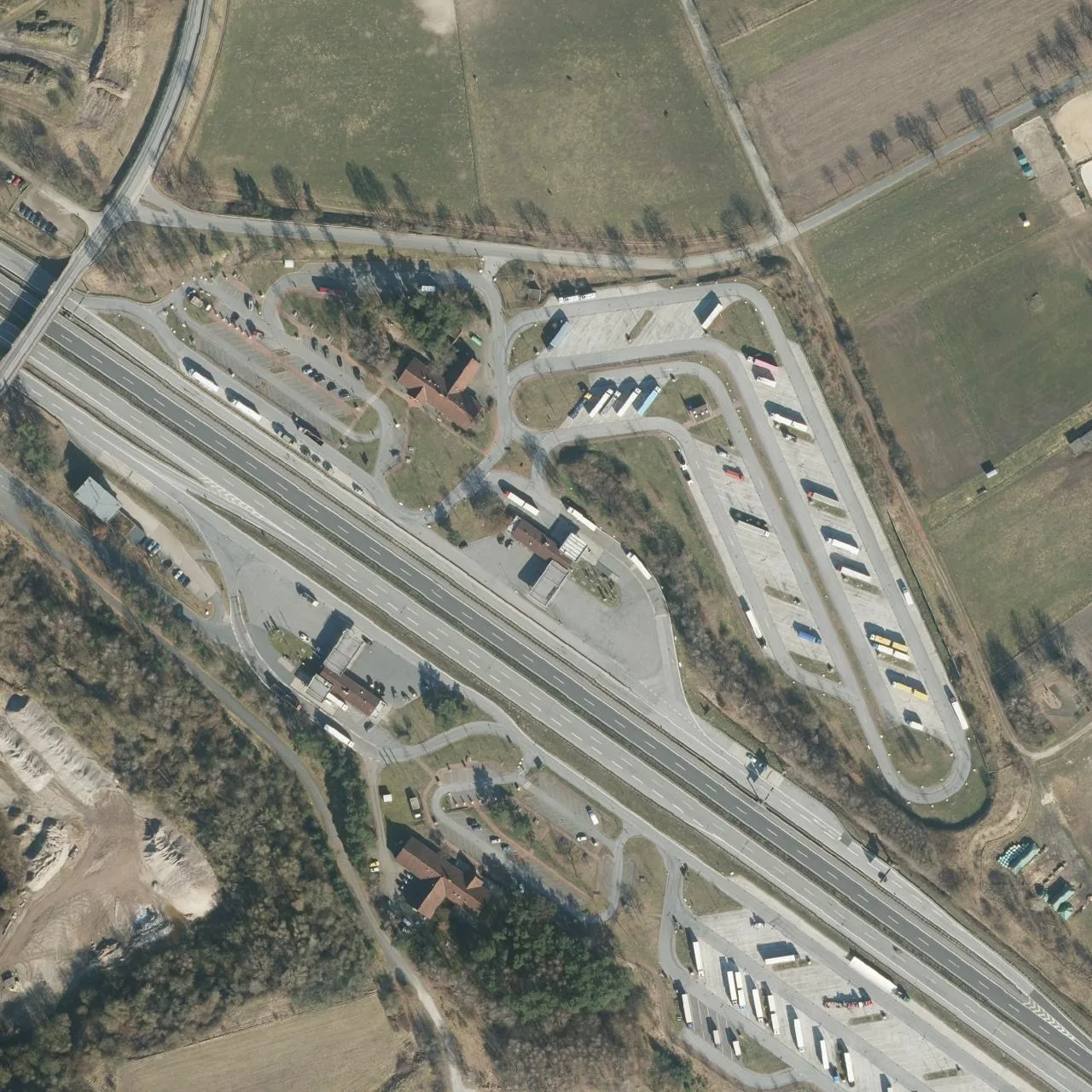 Aerial photo (orthophoto) of truck parking Goldbach Nord (Langwedel-Daverden Nord) from 2024