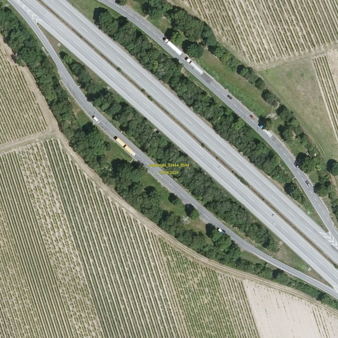 Luftbild (Orthofoto) des LKW-Parkplatzes Rotenstein aus dem Jahr 2025
