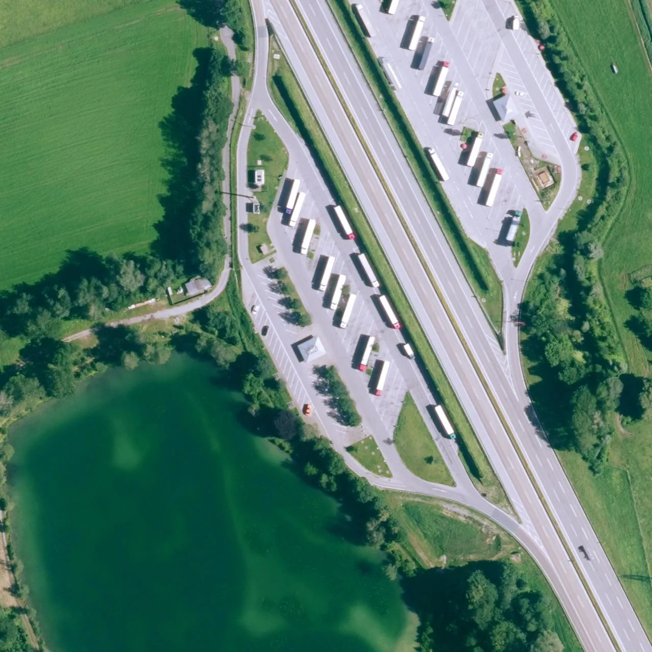 Aerial photo (orthophoto) of truck parking Petersberg West from 2024