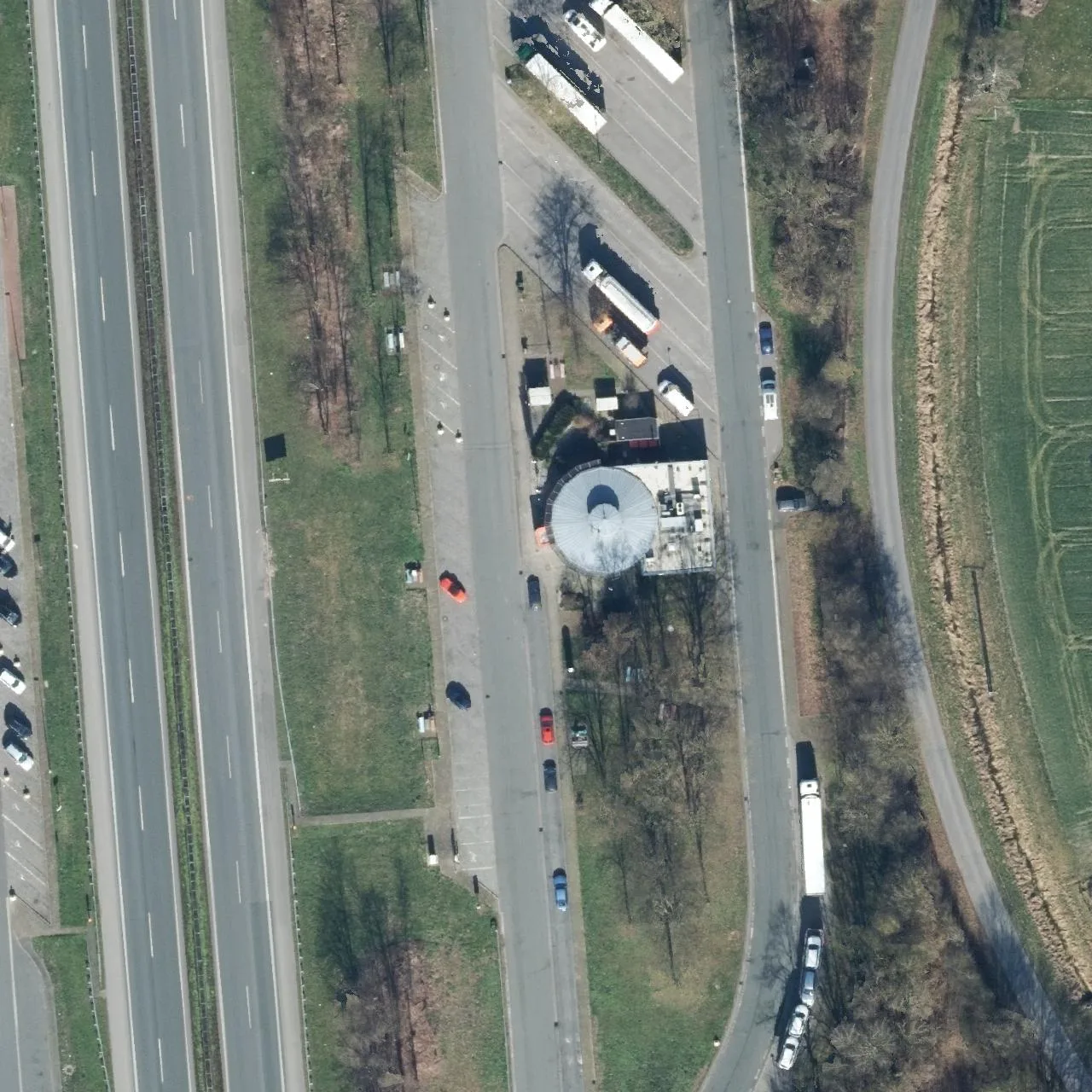 Aerial photo (orthophoto) of truck parking Im Mersch from 2024