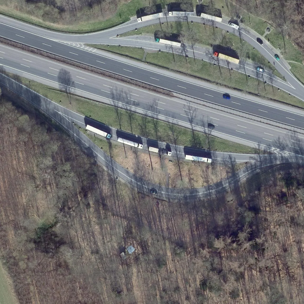 Aerial photo (orthophoto) of truck parking Johannes Erbstollen from 2025