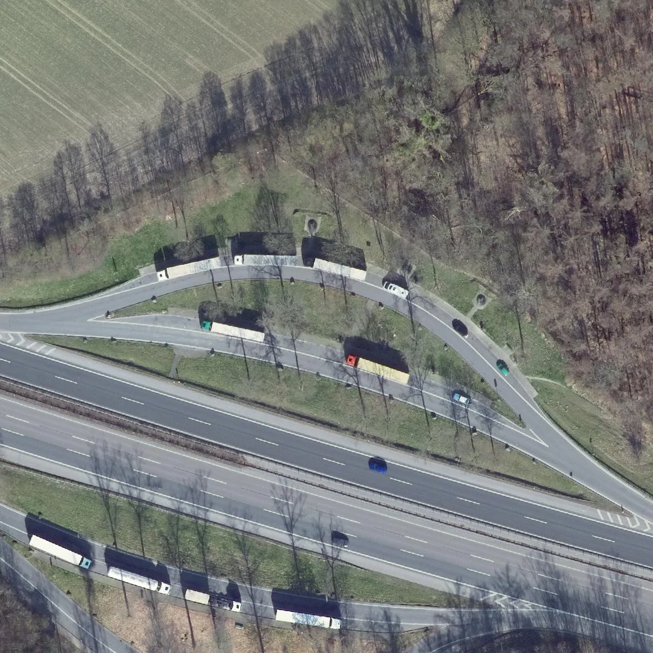 Aerial photo (orthophoto) of truck parking Flöz Mausegatt from 2025