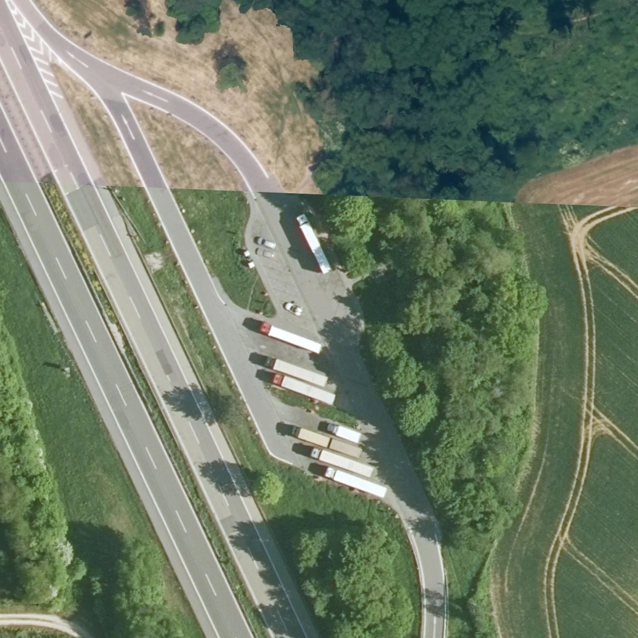 Aerial photo (orthophoto) of truck parking Regendorf Ost from 2025