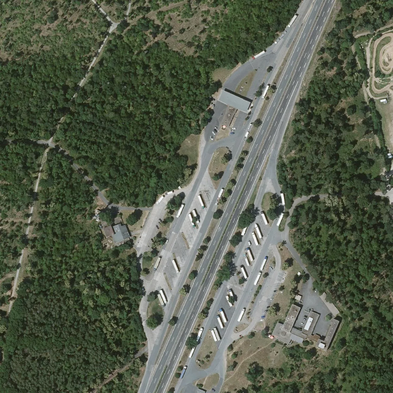 Aerial photo (orthophoto) of truck parking Pfungstadt West from 2023