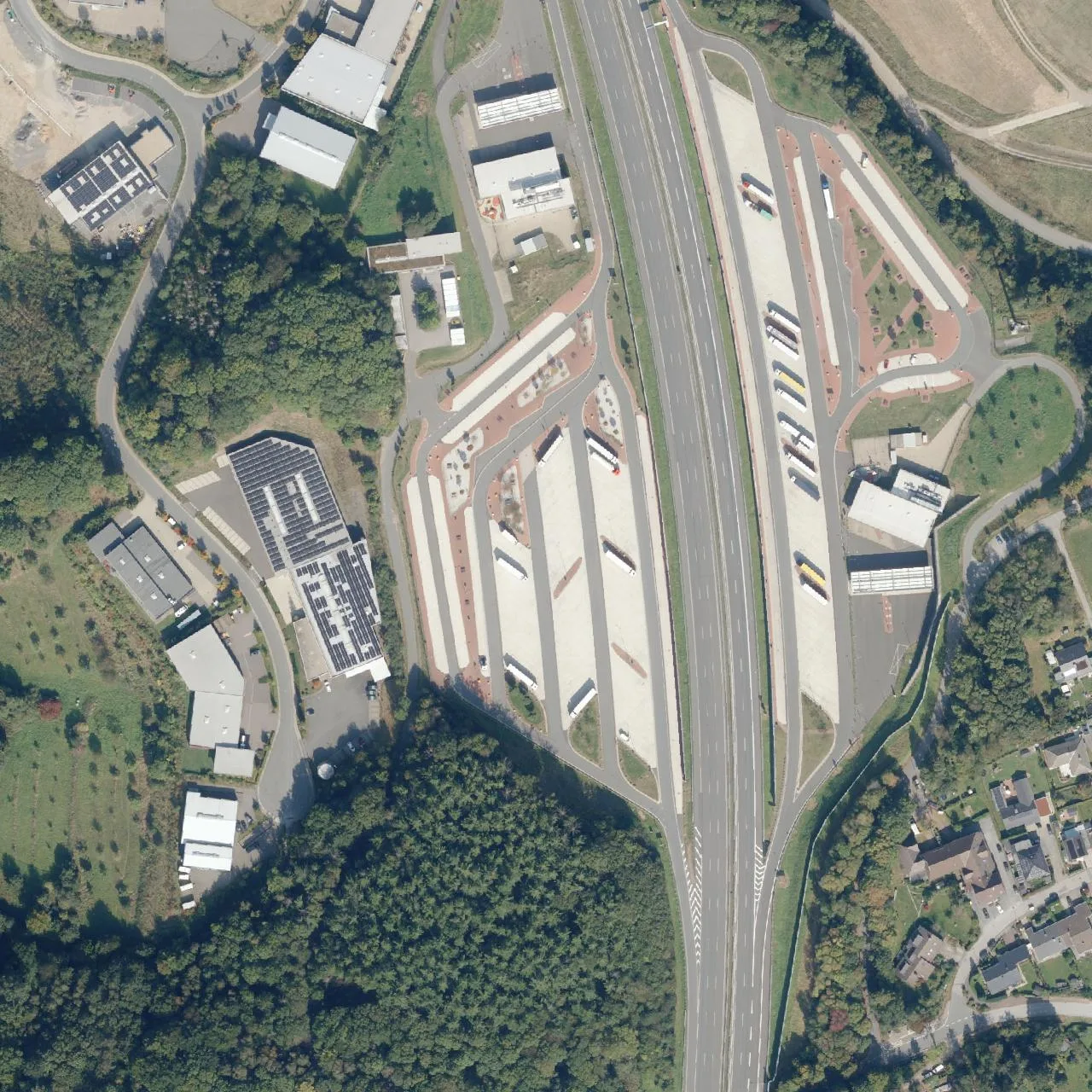 Aerial photo (orthophoto) of truck parking Sauerland West from 2023