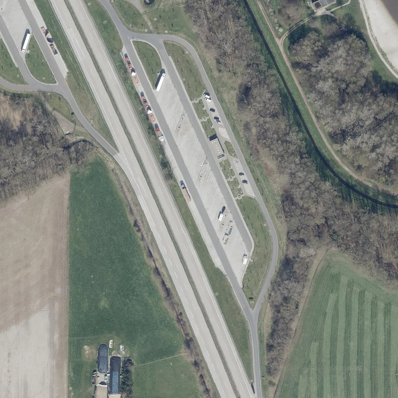 Aerial photo (orthophoto) of truck parking Bornhorster Wiesen Ost (NI 153 O) from 2023