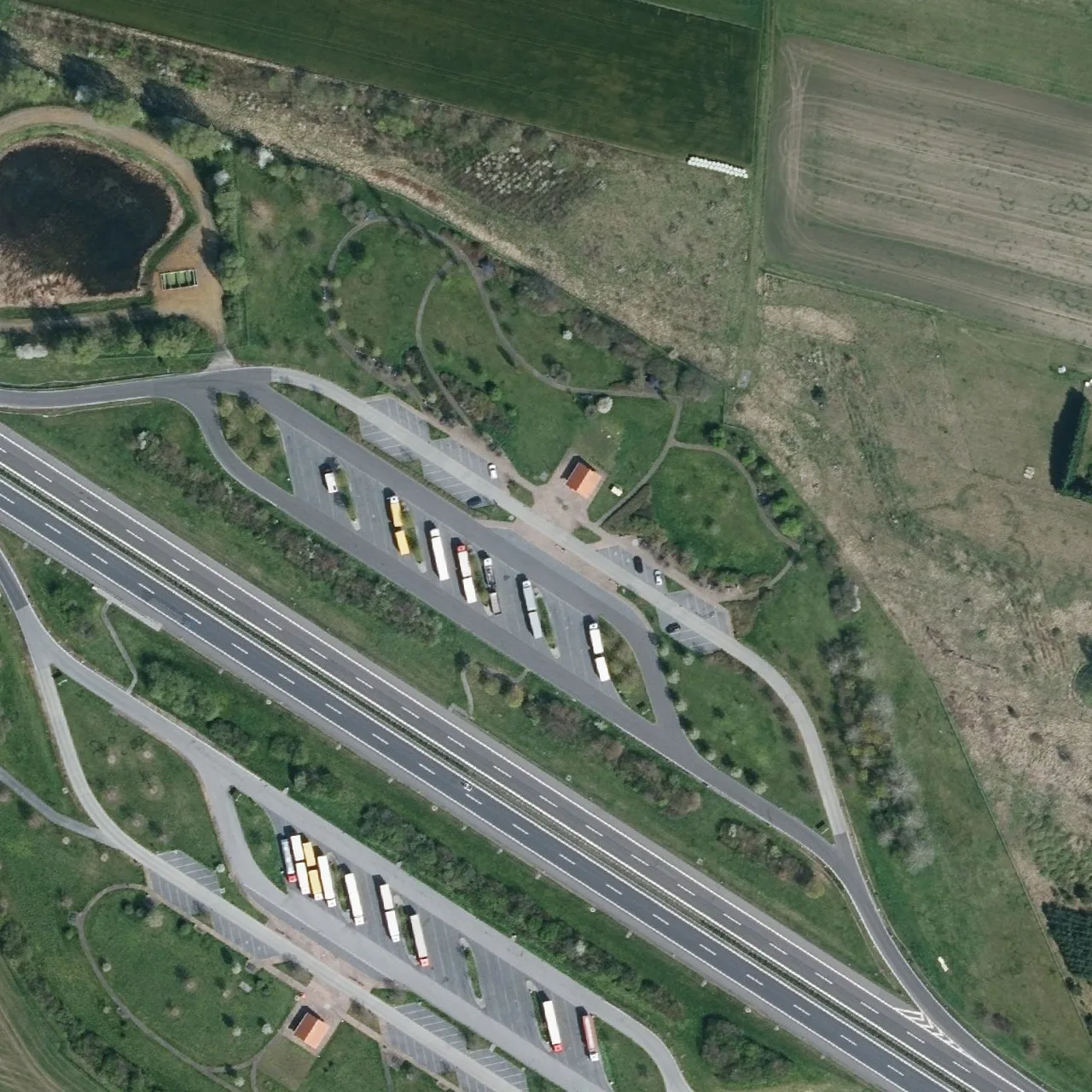Aerial photo (orthophoto) of truck parking Dubje from 2023