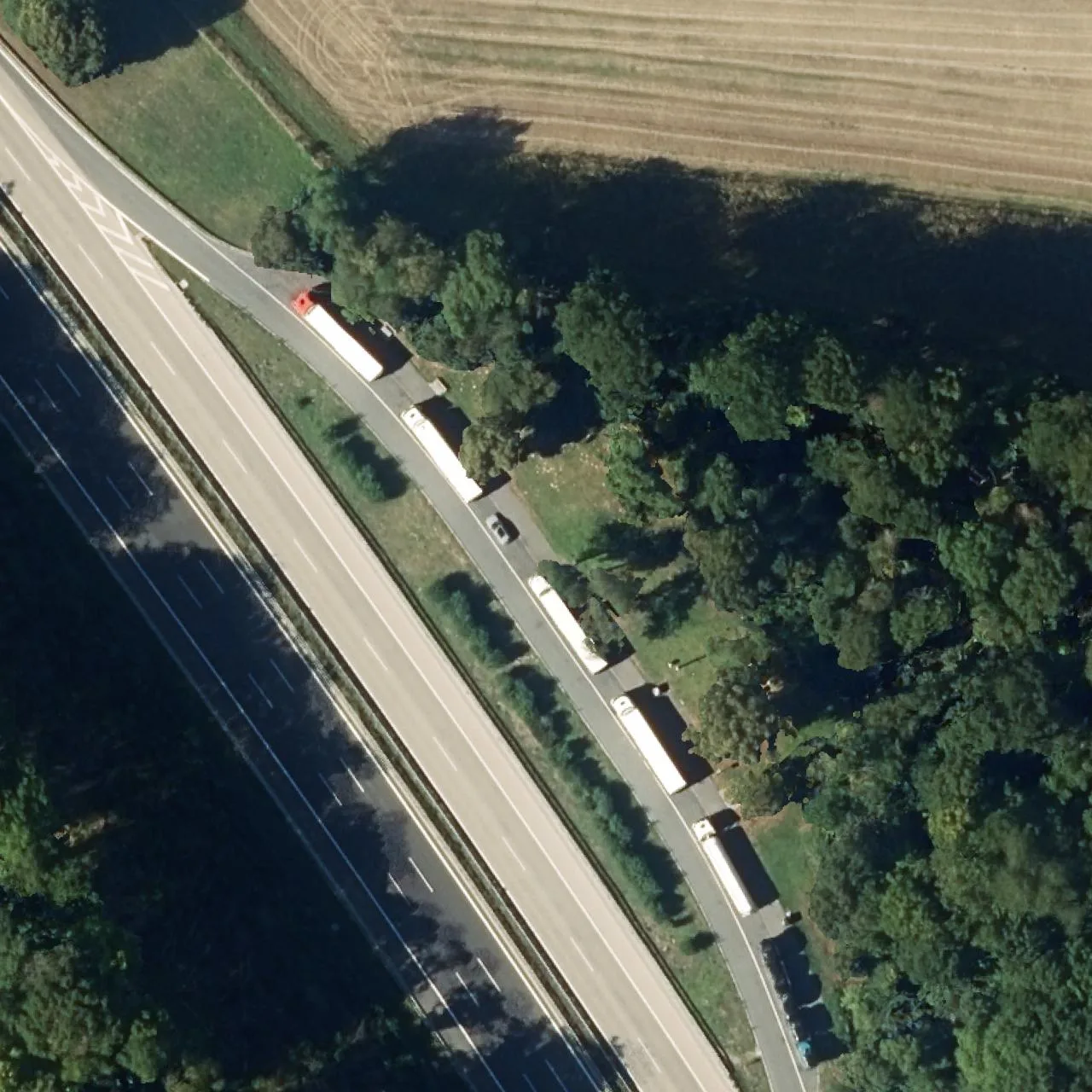 Aerial photo (orthophoto) of truck parking Heinersberg from 2023