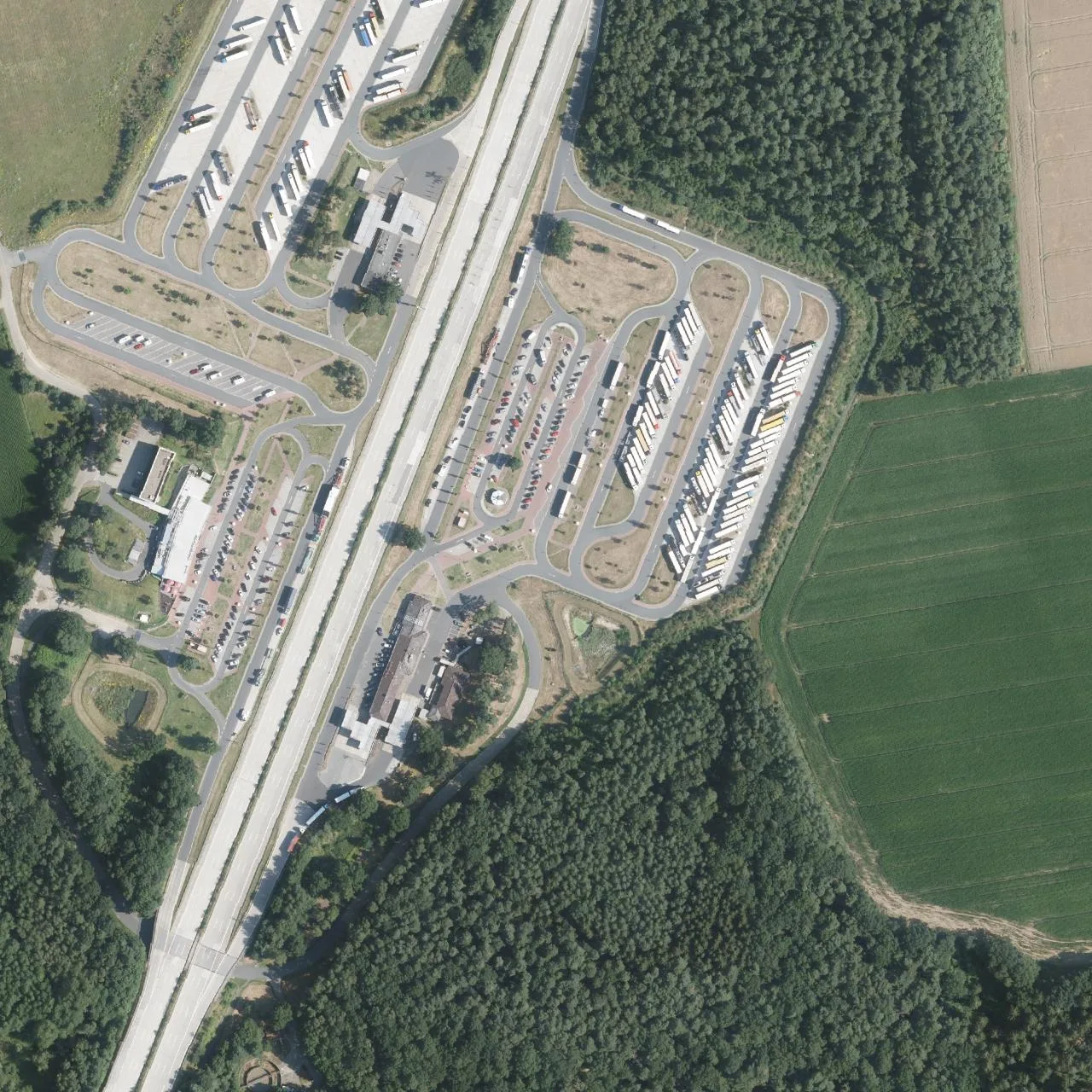 Aerial photo (orthophoto) of truck parking Lüneburger Heide Ost from 2024