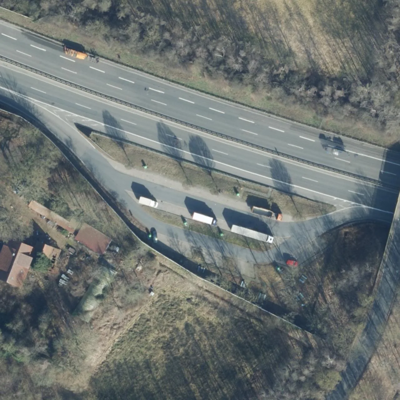 Aerial photo (orthophoto) of truck parking Deichhorst Süd (NI 149 S) from 2023