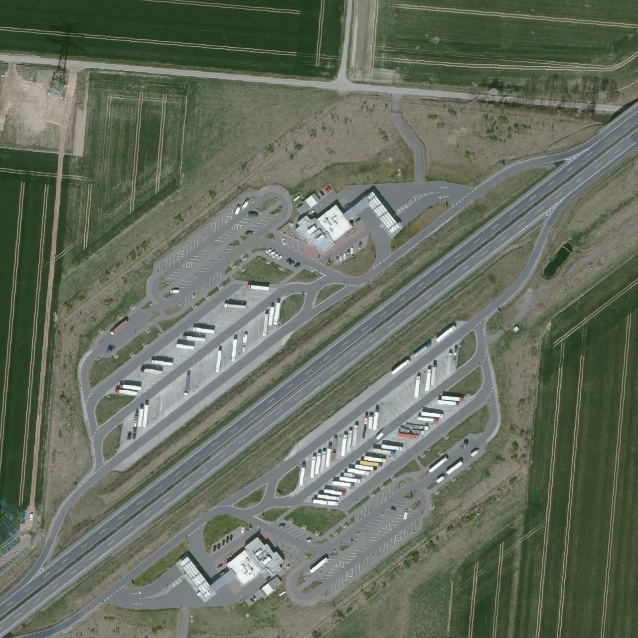 Aerial photo (orthophoto) of truck parking Salzgitterhüttenblick Nord from 2025