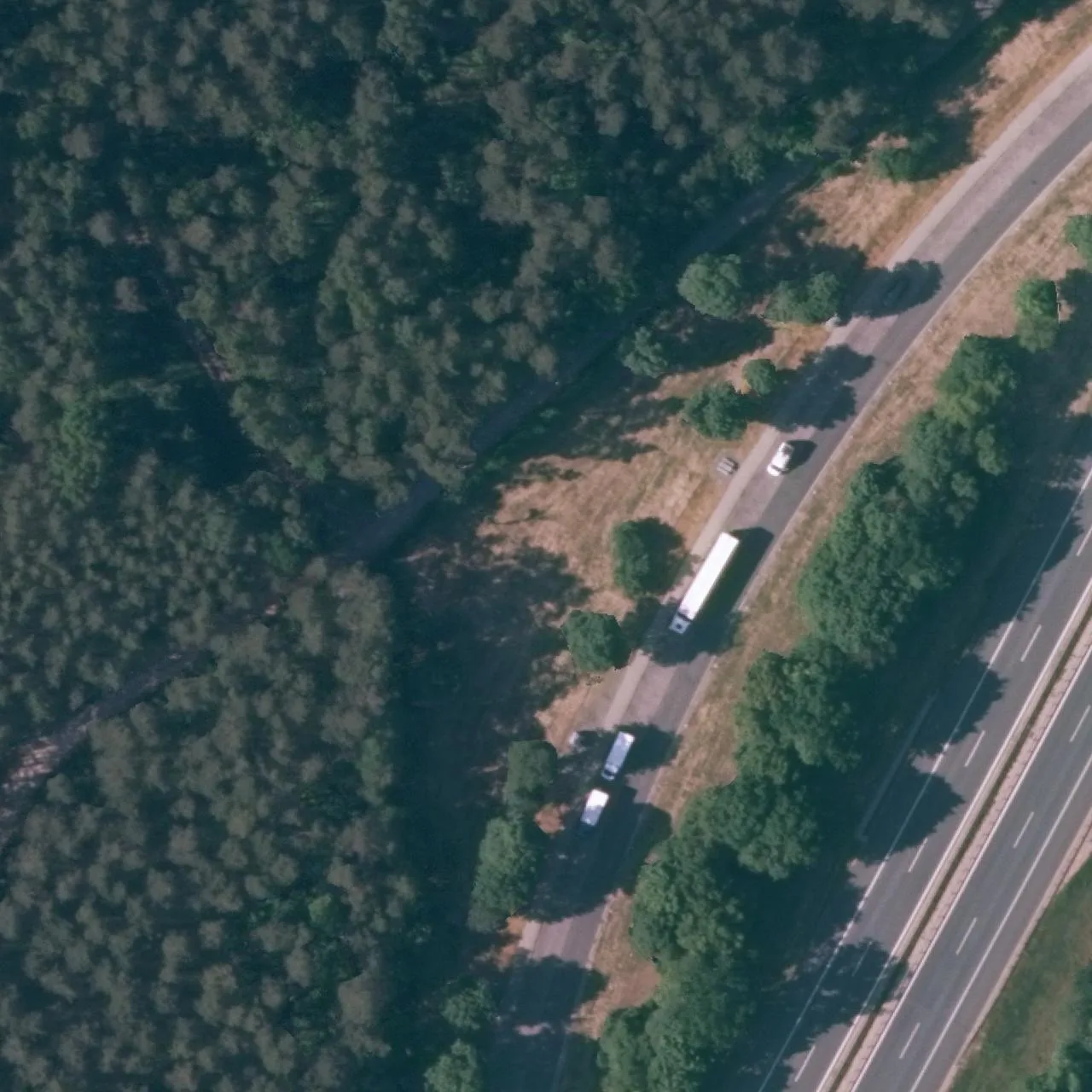 Aerial photo (orthophoto) of truck parking Hirtlohe West from 2023