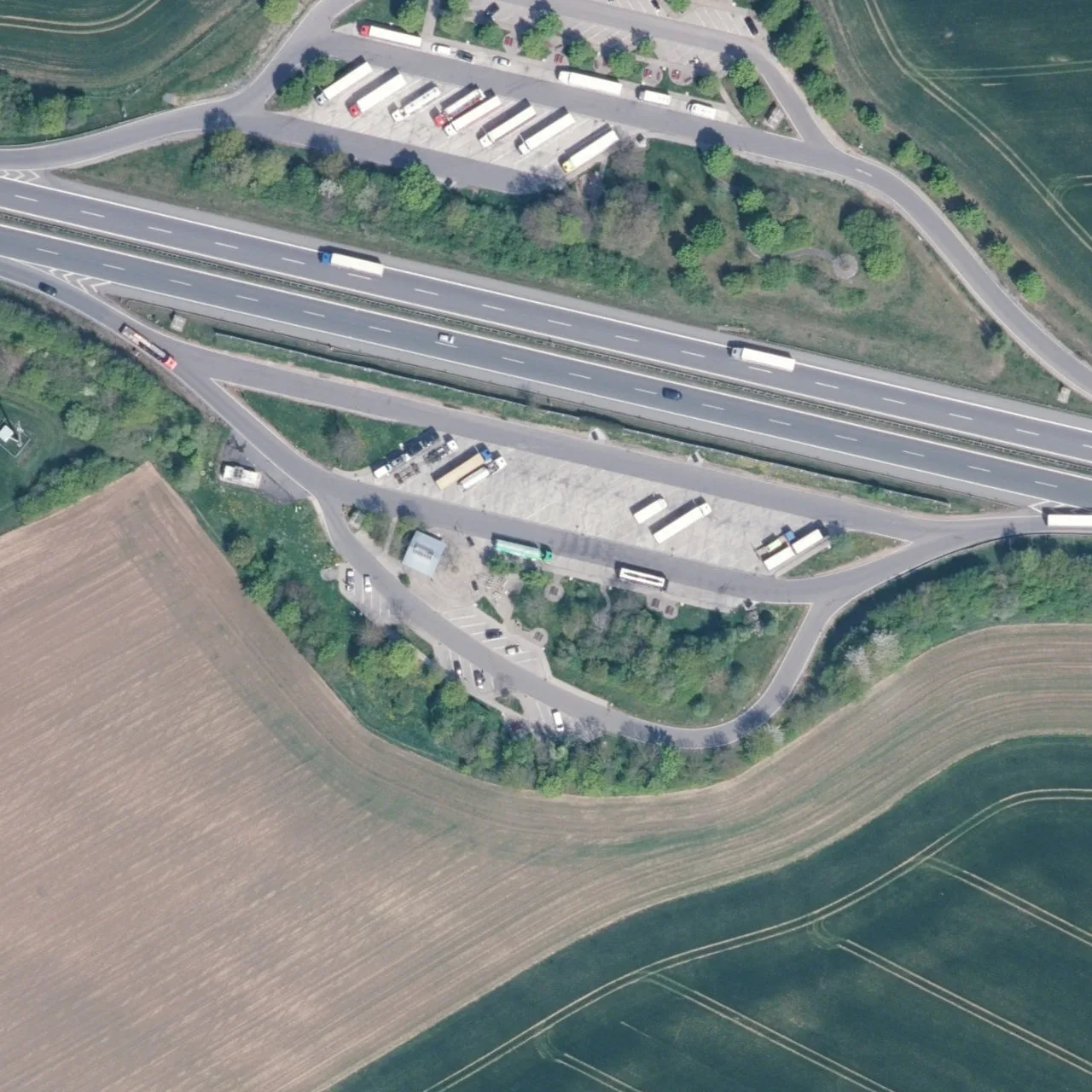 Aerial photo (orthophoto) of truck parking Waldkirchen Süd from 2023