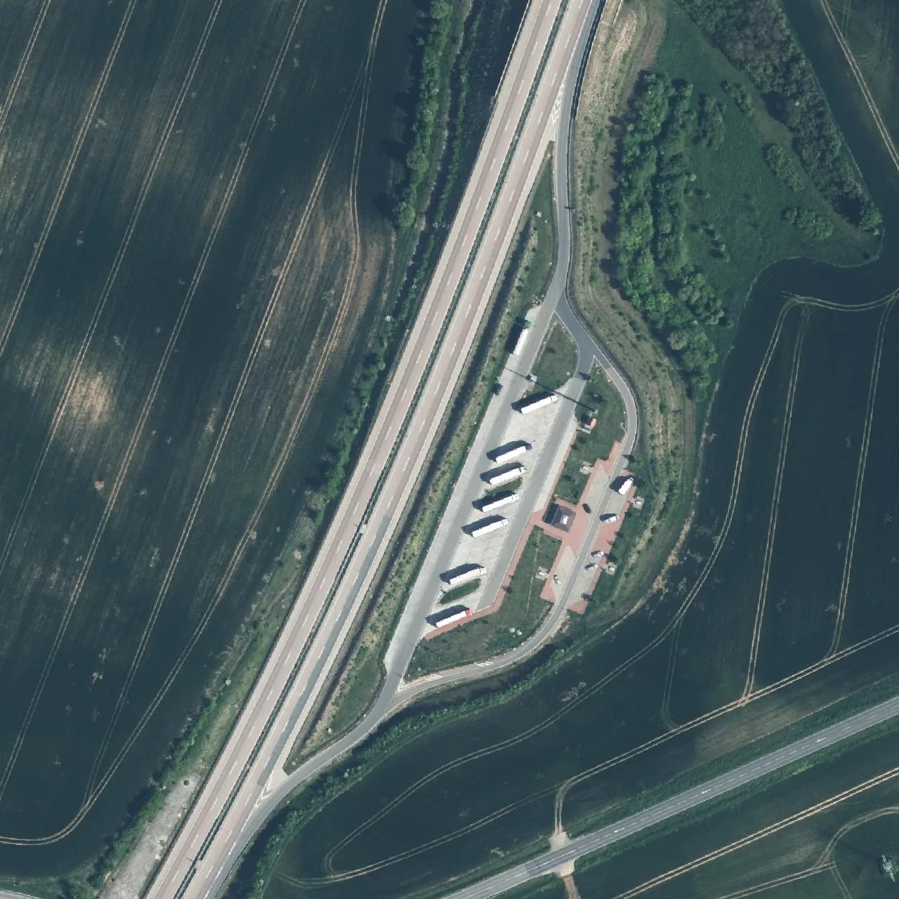 Aerial photo (orthophoto) of truck parking Hohe Schrecke Ost from 2024