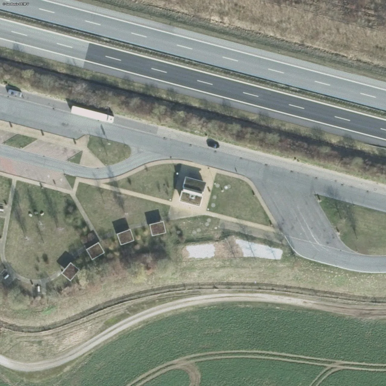 Aerial photo (orthophoto) of truck parking Trebeltal Süd from 2024